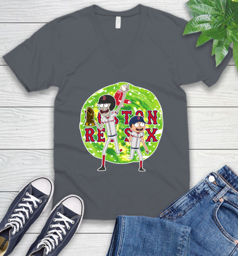MLB Boston Red Sox Rick And Morty Commissioner's Trophy Baseball Sports V-Neck T-Shirt 5