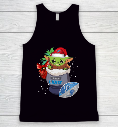Detroit Lions Christmas Baby Yoda Star Wars Funny Happy NFL Tank Top