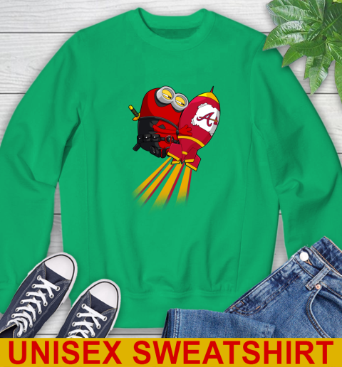 MLB Baseball Atlanta Braves Deadpool Minion Marvel Shirt Sweatshirt - Image 9