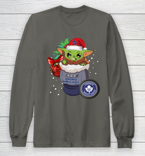 Toronto Maple Leafs Christmas Baby Yoda Star Wars Funny Happy NHL Long Sleeve T-Shirt 8