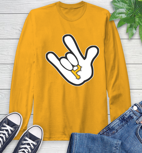 Pittsburgh Pirates MLB Baseball Mickey Rock Hand Disney Long Sleeve T-Shirt 3