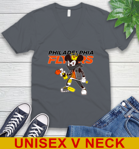 Philadelphia Flyers NHL Hockey Mickey Peace Sign Sports V-Neck T-Shirt 5