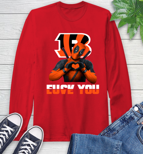 NHL Cincinnati Bengals Deadpool Love You Fuck You Football Sports Long Sleeve T-Shirt 11