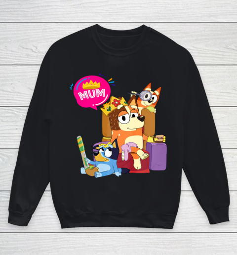 Bluey Mom Dad Funny Queen For Family Lover Youth Sweatshirt