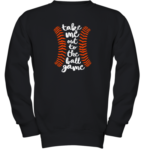 Take Me Out Ball Game Shirt Baseball Song Orange Black Blue Youth Sweatshirt