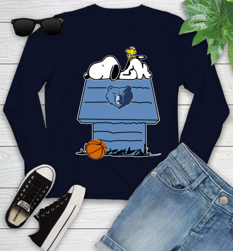 Memphis Grizzlies NBA Basketball Snoopy Woodstock The Peanuts Movie Youth Long Sleeve 3