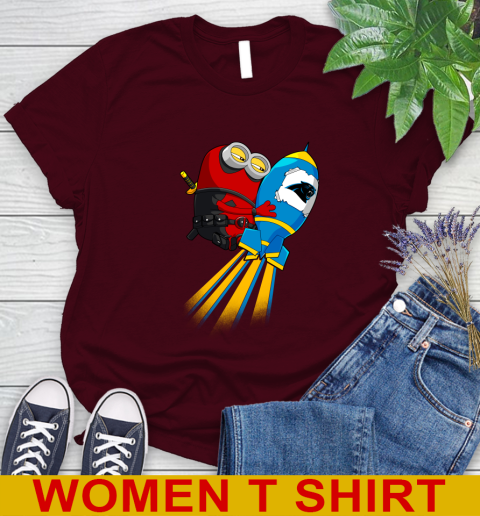 NFL Football Carolina Panthers Deadpool Minion Marvel Shirt Women's T-Shirt 6