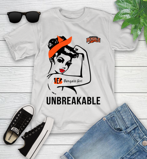 NFL Cincinnati Bengals Girl Unbreakable Football Sports Youth T-Shirt