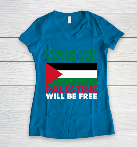 From The River To The Sea Palestine Will Be Free Women's V-Neck T-Shirt 5