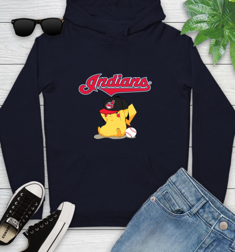 MLB Pikachu Baseball Sports Cleveland Indians Youth Hoodie 4