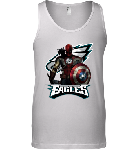 NFL Captain America Thor Spider Man Hawkeye Avengers Endgame Football Philadelphia Eagles Tank Top