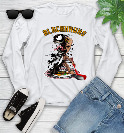 NHL Chicago Blackhawks Hockey Venom Groot Guardians Of The Galaxy Youth Long Sleeve