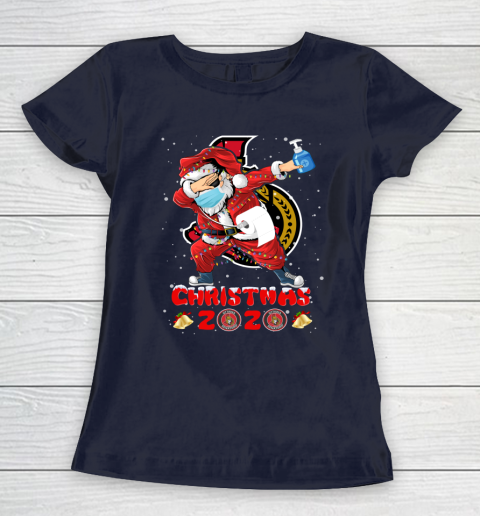 Ottawa Senators Funny Santa Claus Dabbing Christmas 2020 NHL Women's T-Shirt 2