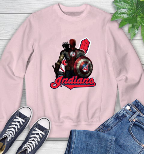 MLB Captain America Thor Spider Man Hawkeye Avengers Endgame Baseball Cleveland Indians Sweatshirt 9