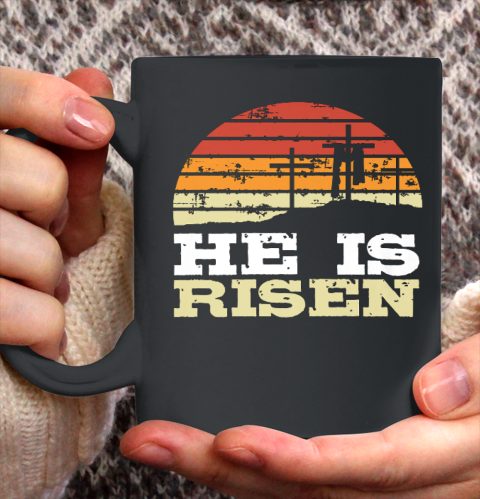 He Is Risen Jesus Happy Easter Cross Christian Faith Ceramic Mug 11oz