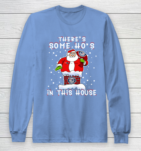 New England Patriots Christmas There Is Some Hos In This House Santa Stuck In The Chimney NFL Long Sleeve T-Shirt 8