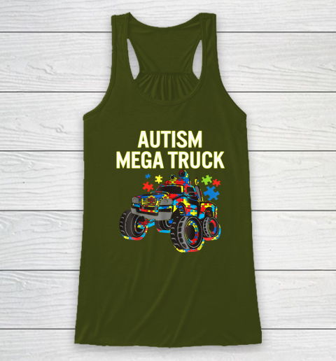Autism Mega Truck Shirt Monster Truck Autism Awareness Racerback Tank 2