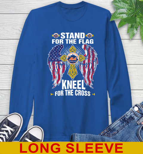 MLB Baseball New York Mets Stand For Flag Kneel For The Cross Shirt Long Sleeve T-Shirt 11