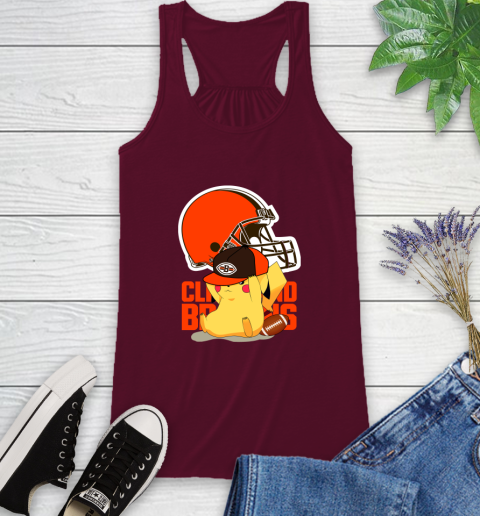 NFL Pikachu Football Sports Cleveland Browns Racerback Tank 3