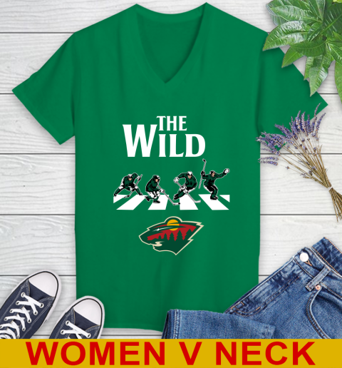 NHL Hockey Minnesota Wild The Beatles Rock Band Shirt Women's V-Neck T-Shirt 5