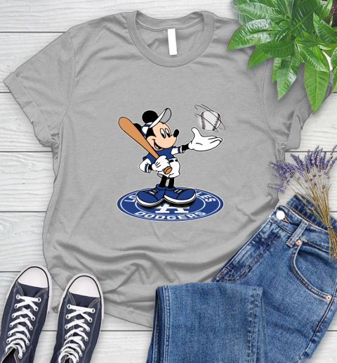 MLB Baseball Los Angeles Dodgers Cheerful Mickey Disney Shirt Women's T-Shirt 5