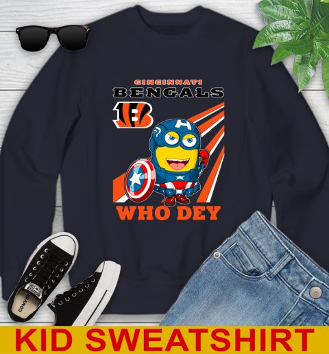 NFL Football Cincinnati Bengals Captain America Marvel Avengers Minion Shirt Youth Sweatshirt 2