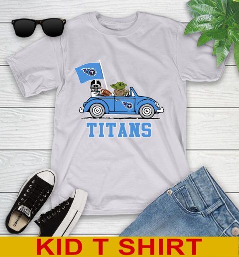 NFL Football Tennessee Titans Darth Vader Baby Yoda Driving Star Wars Shirt Youth T-Shirt 5