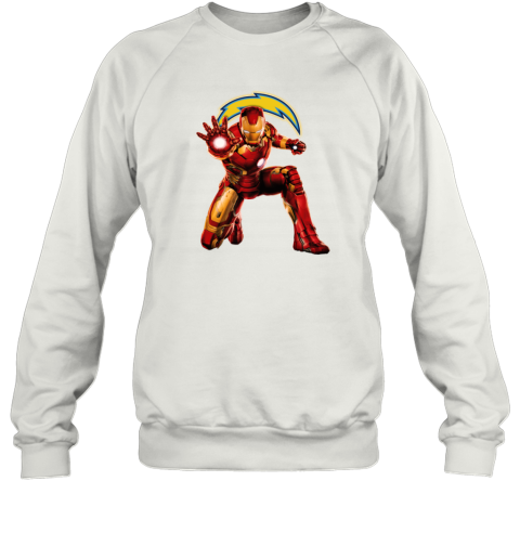 NFL Iron Man Los Angeles Chargers Sweatshirt kz22 nfl iron man los angeles chargers sweatshirt 35 front white