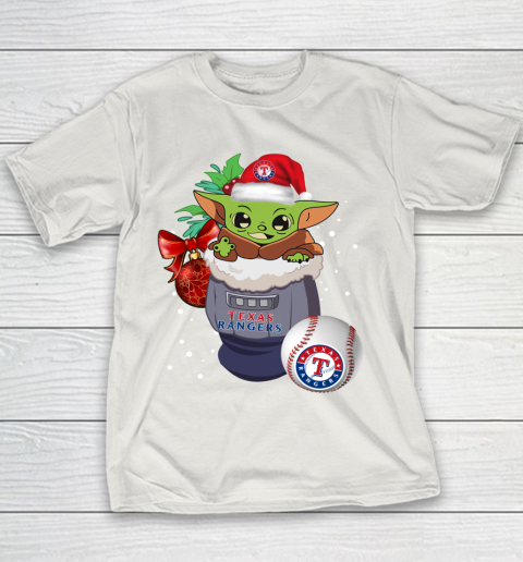 Texas Rangers Christmas Baby Yoda Star Wars Funny Happy MLB Youth T-Shirt 11
