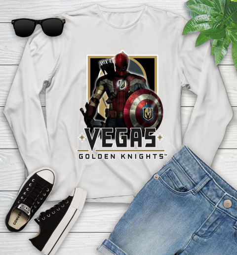 NHL Captain America Thor Spider Man Hawkeye Avengers Endgame Hockey Vegas Golden Knights Youth Long Sleeve
