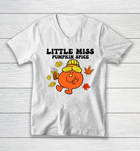 Little Miss Pumpkin Spice Cute Fall Pumpkin Thanksgiving V-Neck T-Shirt