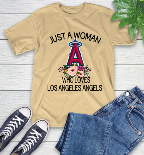 MLB Just A Woman Who Loves Los Angeles Angels Baseball Sports T-Shirt 6