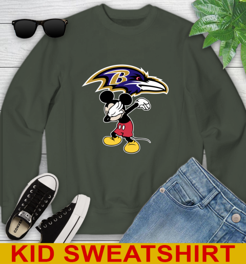 Baltimore Ravens NFL Football Dabbing Mickey Disney Sports Youth Sweatshirt 9