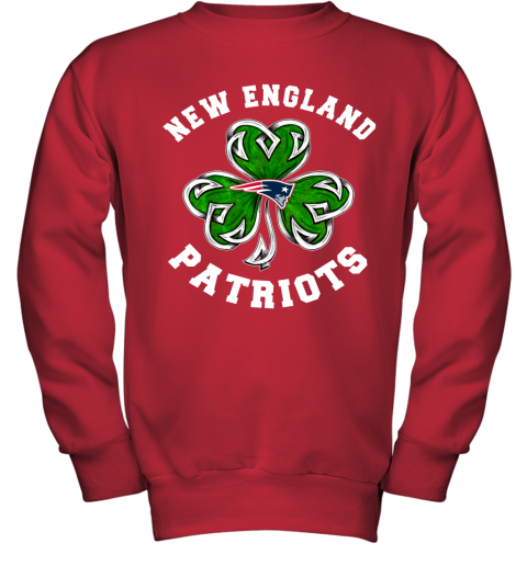 NFL New England Patriots Three Leaf Clover St Patrick's Day Football Sports EM3ML0IWVEA youth sweatshirt 47 95 151514 front red
