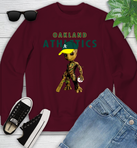 MLB Oakland Athletics Groot Guardians Of The Galaxy Baseball Youth Sweatshirt 5