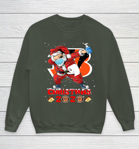 Cincinnati Bengals Funny Santa Claus Dabbing Christmas 2020 NFL Youth Sweatshirt 8