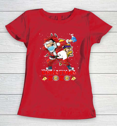 Minnesota Vikings Funny Santa Claus Dabbing Christmas 2020 NFL Women's T-Shirt 9