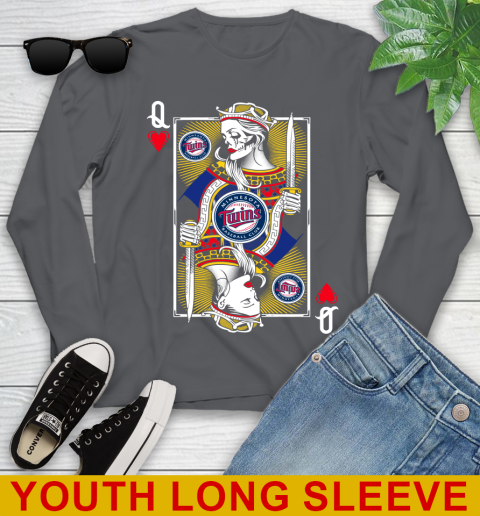 MLB Baseball Minnesota Twins The Queen Of Hearts Card Shirt Youth Long Sleeve 9