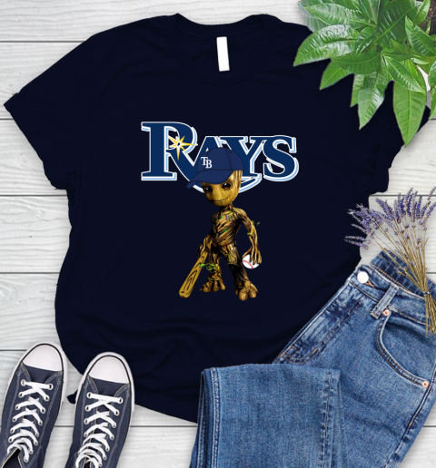MLB Tampa Bay Rays Groot Guardians Of The Galaxy Baseball Women's T-Shirt 3