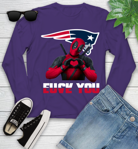 NHL New England Patriots Deadpool Love You Fuck You Football Sports Youth Long Sleeve 4