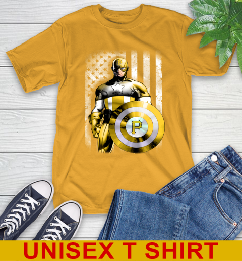 Pittsburgh Pirates MLB Baseball Captain America Marvel Avengers American Flag Shirt T-Shirt 2