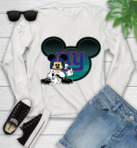 NFL New York Giants Mickey Mouse Disney Football T Shirt Youth Long Sleeve 12