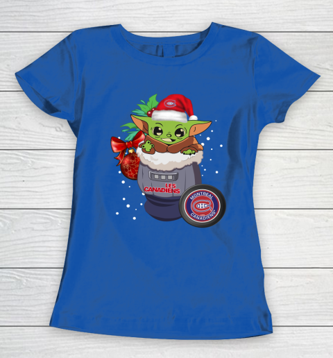 Montreal Canadiens Christmas Baby Yoda Star Wars Funny Happy NHL Women's T-Shirt 9