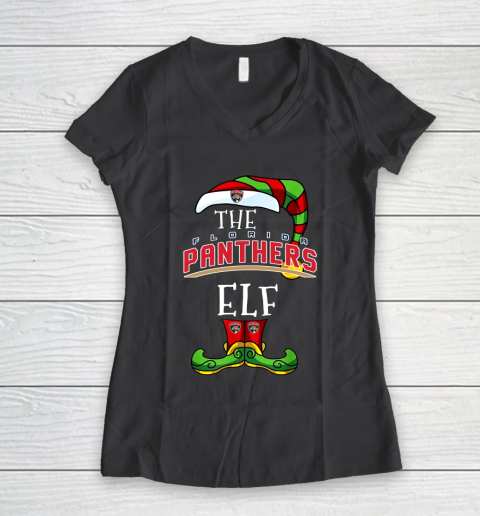 Florida Panthers Christmas ELF Funny NHL Women's V-Neck T-Shirt 6