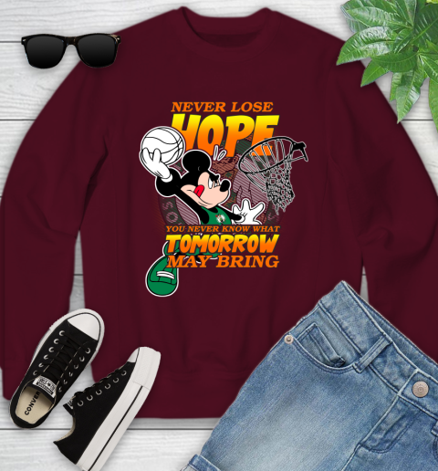 Boston Celtics NBA Basketball Mickey Disney Never Lose Hope Youth Sweatshirt 4