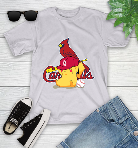 MLB Pikachu Baseball Sports St.Louis Cardinals Youth T-Shirt 4