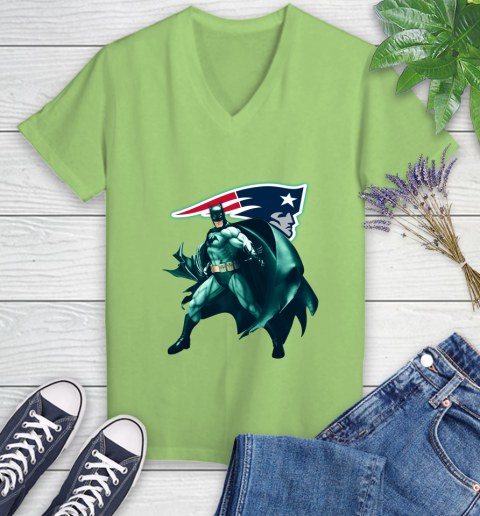 NFL Batman Football Sports New England Patriots Women's V-Neck T-Shirt 11