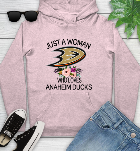 NHL Just A Woman Who Loves Anaheim Ducks Hockey Sports Youth Hoodie 6