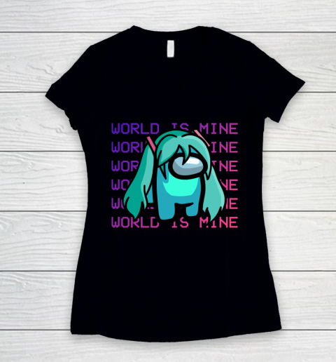 Among Us Shirt Hatsune Miku Imposter Women's V-Neck T-Shirt
