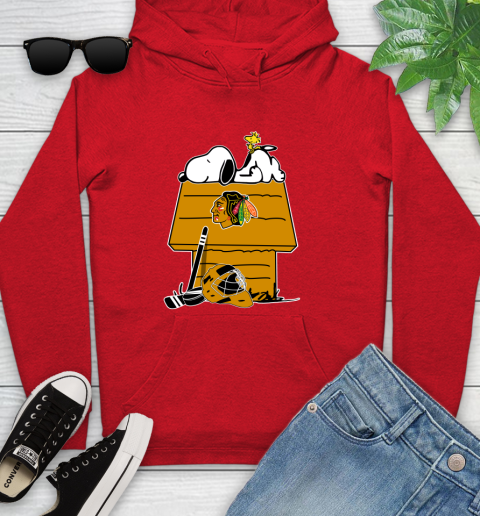 Chicago Blackhawks NHL Hockey Snoopy Woodstock The Peanuts Movie Youth Hoodie 11